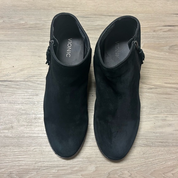 Vionic Ankle Boots Joy Serena Black Suede Womens Sz 11 Comfort Classic Tassels - Picture 5 of 13